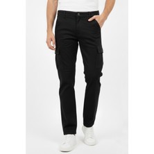 Rizzup Erkek Siyah Rahat Kesim Likralı Kot Kargo Pantolon Yandan Cepli Dört Mevsim 2600001