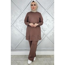 Pys Giyim Kadın Nervür Dikim Düğme Detaylı Tesettür Takım