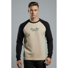 Rizzup Erkek Bej Fitilli Şardonlu Sweatshirt - Pamuklu, Likralı, Rahat Kalıp Sweatshirt 2601510