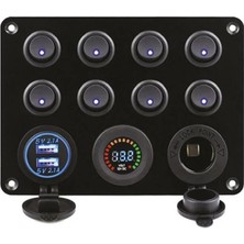 MELLİFERA Tekne Yat Karavan ve Off-Road Araçlar Için Profesyonel Kontrol Paneli 8'li Switch Panel Işıklı Şarj-Volt-Usb –on/off