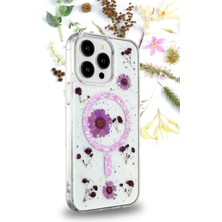 Renklime Newface iPhone 14 Pro Max Kılıf Daisy Simli Magsafe Kapak - Gümüş