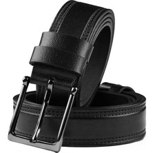 Rizzup Siyah Hakiki Deri Kemer Kenarları Dikiş Desenli Kısaltılabilir Erkek Kemer 2602668