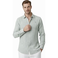 Rizzup Haki Slim Fit Çizgili %100 Pamuk Erkek Gömlek – Nefes Alan Şık Günlük Gömlek 2602626