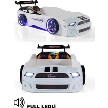 Ferramini Beyaz Arabalı Yatak Sport Mst Full Ledli Işıklı