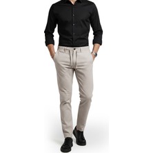 Rizzup Erkek Vizon Likralı Gofre Kumaş Beli Lastikli Ipli Slim Fit Günlük Pantolon 2600650
