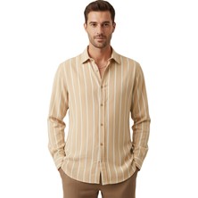 Rizzup Bej Slim Fit Erkek Gömlek Kolay Ütülenen Nefes Alan Kumaş, Dört Mevsim Şıklık 2608515