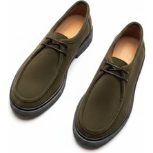 Ne&Ve Shoes Haki Süet Hakiki Deri Bağcıklı Kadın Casual Ayakkabı