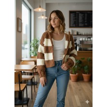 A&D Handmade El Örgüsü Puffy Kapüşonlu Crop Kadın Hırka