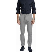 Rizzup Erkek Koyu Gri Esnek Kumaş Slim Fit Beli Lastikli Günlük Spor Pantolon 2601070