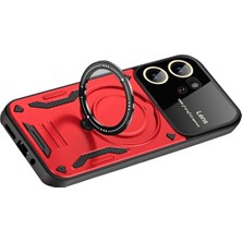 Renklime Newface Vivo Y16 Kılıf Joy Lens Standlı Kapak - Kırmızı