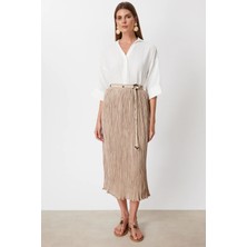 Ekol Süs Kemerli Pamuklu Maxi Etek 3908