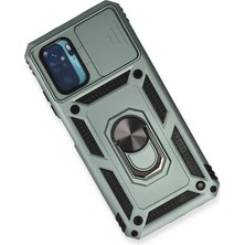 Renklime Newface Xiaomi Redmi Note 10 Kılıf Pars Lens Yüzüklü Silikon - Yeşil