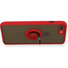 Renklime Newface iPhone 7 Plus Kılıf Montreal Yüzüklü Silikon Kapak - Kırmızı