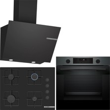 Bosch Siyah 3 Lü Ankastre Set 377 ( HUA736EG0T - POP7C6P30O - DWK66PJ60T  ) 67CM Ocak - Buhar Destekli