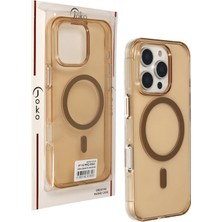 Renklime Joko iPhone 16 Pro Max Gleam Pc Sert Magsafe Kılıf - Şeffaf-Gold