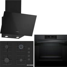 Bosch Siyah 3 Lü Ankastre Set 406 ( HJG852YT0T - POP7C6P30O - DWK63PJ60T(61T)  ) 67CM Ocak - 3D Fry Hava ile Kızartma