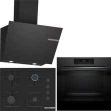 Bosch Siyah 3 Lü Ankastre Set 382 ( HJG852YT0T - POP7C6P30O - DWK66PJ60T  ) 67CM Ocak - 3D Fry Hava ile Kızartma