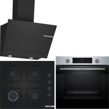 Bosch Siyah 3 Lü Ankastre Set 446 ( HUA717BR0T - POP6C6P30O - DWK67PJ60T ) - Buhar Destekli