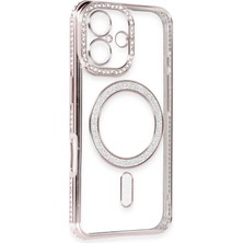 Renklime Newface iPhone 16 Kılıf Joke Simli Magneticsafe Kılıf - Pembe