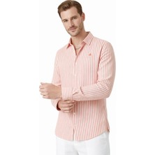 Rizzup Turuncu Slim Fit Çizgili %100 Pamuk Erkek Gömlek – Nefes Alan Şık Günlük Gömlek 2602626
