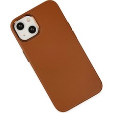 Renklime Newface iPhone 14 Plus Kılıf Asya Deri Silikon - Kahverengi