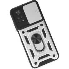 Renklime Newface Xiaomi Poco M4 Pro 4g Kılıf Pars Lens Yüzüklü Silikon - Gümüş