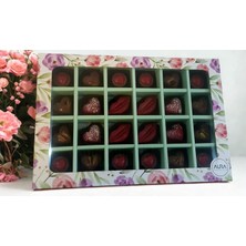 Sevgililer Günü Çikolata 24LÜ Belçika Çikolatası Karamel Frambuaz Bütün Antep Fıstıklı
