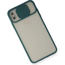 Datatek Newface iPhone Xs Max Kılıf Palm Buzlu Kamera Sürgülü Silikon - Yeşil