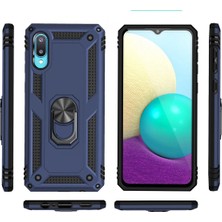 Datatek Newface Samsung Galaxy A02 Kılıf Sofya Yüzüklü Silikon Kapak - Lacivert