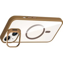 Datatek Joko Apple iPhone 15 Plus Remim Lensli Magsafe Standlı Kapak - Kahverengi