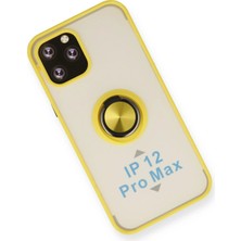 Datatek Newface iPhone 12 Pro Kılıf Montreal Yüzüklü Silikon Kapak - Sarı