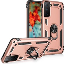 Datatek Newface Samsung Galaxy S21 Kılıf Sofya Yüzüklü Silikon Kapak - Rose