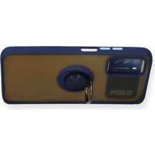 Datatek Newface Xiaomi Redmi 9t Kılıf Montreal Yüzüklü Silikon Kapak - Lacivert