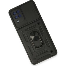 Datatek Newface Samsung Galaxy A22 Kılıf Pars Lens Yüzüklü Silikon - Siyah