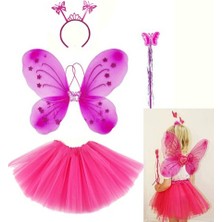 Osense Fuşya Kelebek Kostümü - Fuşya Kelebek Kostüm Aksesuar Seti 4 Parça
