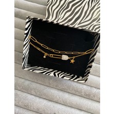 Pink Yıldız Detaylı Ikili Çelik Bileklik