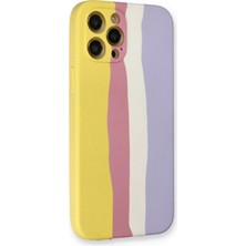 Datatek Newface iPhone 12 Pro Max Kılıf Ebruli Lansman Silikon - Sarı-Mavi