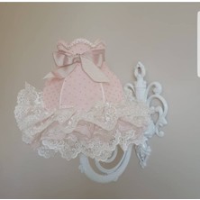 Lulu Avizem Patentli Aplik Elde Yıkanabilir Başlık Puantiyeli Pembe Pudra Fiyonk Bebek Çocuk Genç