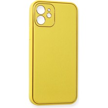 Datatek Newface iPhone 12 Kılıf Coco Deri Silikon Kapak - Sarı