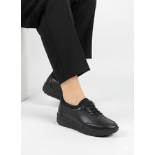 Kaof Shoes Kadın Siyah Günlük Ayakkabı Casual Ayakkabı Klasik Ayakkabı Anne Ayakabısı Ortopedik Anne Babet