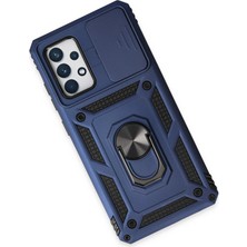 Renklime Newface Samsung Galaxy A72 Kılıf Pars Lens Yüzüklü Silikon - Lacivert