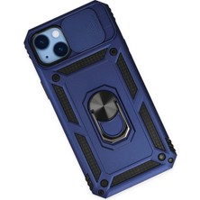 Renklime Newface iPhone 14 Plus Kılıf Pars Lens Yüzüklü Silikon - Lacivert