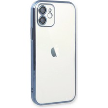 Renklime Newface iPhone 12 Kılıf Razer Lensli Silikon - Açık Mavi