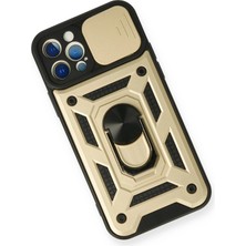 Renklime Newface iPhone 12 Pro Kılıf Pars Lens Yüzüklü Silikon - Gold