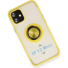 Datatek Newface iPhone 12 Mini Kılıf Montreal Yüzüklü Silikon Kapak - Sarı