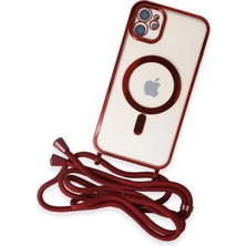 Renklime Newface iPhone 11 Kılıf Divo Lazer Askılı Magsafe Kapak - Kırmızı