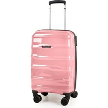 Polo&sky Azra Model Pudra Pembe Pp Polipropilen Kırılmaz Kabin Boy Valiz Bavul
