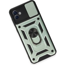 Renklime Newface Samsung Galaxy A04E Kılıf Pars Lens Yüzüklü Silikon - Yeşil