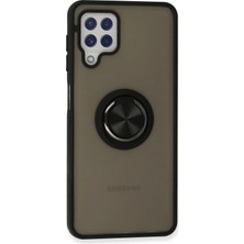 Renklime Newface Samsung Galaxy A22 Kılıf Montreal Yüzüklü Silikon Kapak - Siyah