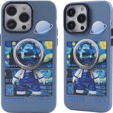 Renklime Newface iPhone 14 Pro Kılıf Prada Desenli Kapak - Prada Mavi - 1